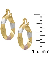 Macy's 14k Gold Plated Brass Tri-Color Twist Hoop Earrings