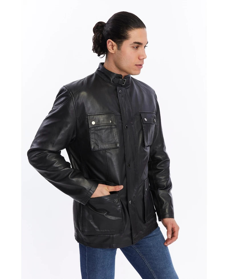 Furniq Uk Men's Utility Leather Jacket