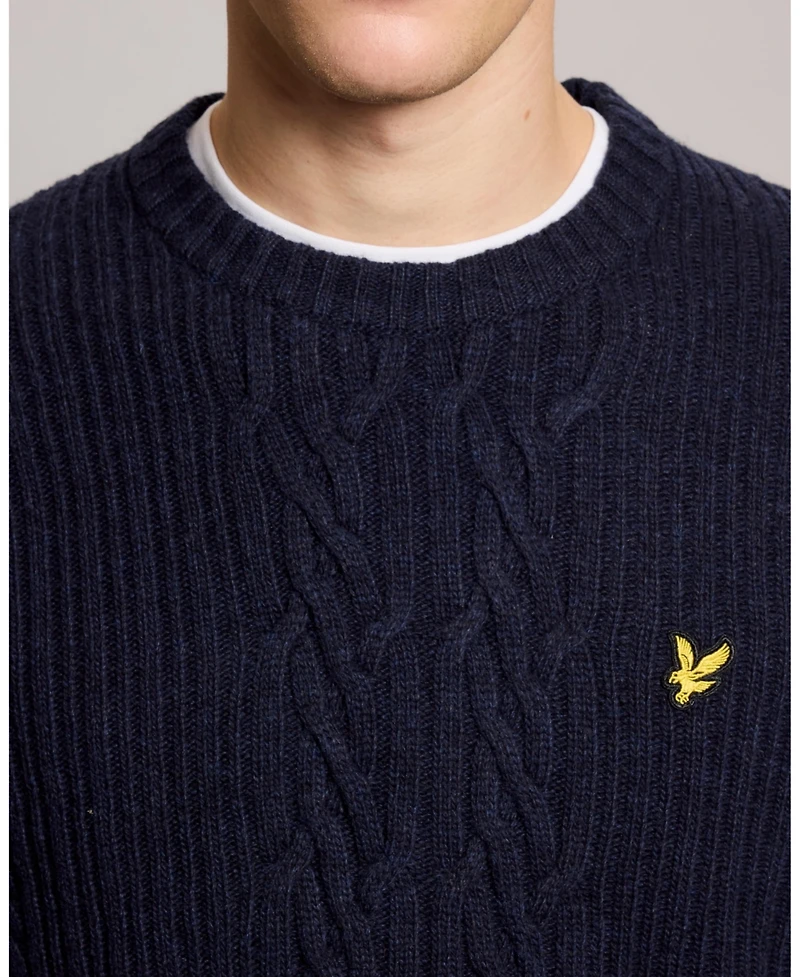 Lyle & Scott Men's Ribbed Cable Knit Long Sleeve Sweater