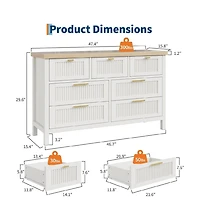 gaomon 7 Drawer Dresser with Textured Fronts, Wide Storage Chest for Bedroom, Living Room, Entryway, Tv Stand