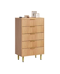 gaomon Modern Fluted Drawer Dresser Wood Chest of Drawers with Metal Handles and Legs
