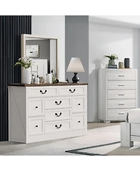 gaomon 9-Drawer Engineered Wood Farmhouse Dresser with Built-In Charging Station and Anti-Tip Device