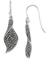Macy's Pave Marcasite Leaf Wire Earrings in Sterling Silver