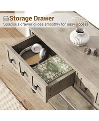 gaomon 52 Inch 3-Drawer Industrial Metal 3-Tier Sofa Table Behind Couch, Hallway Storage Entryway Table