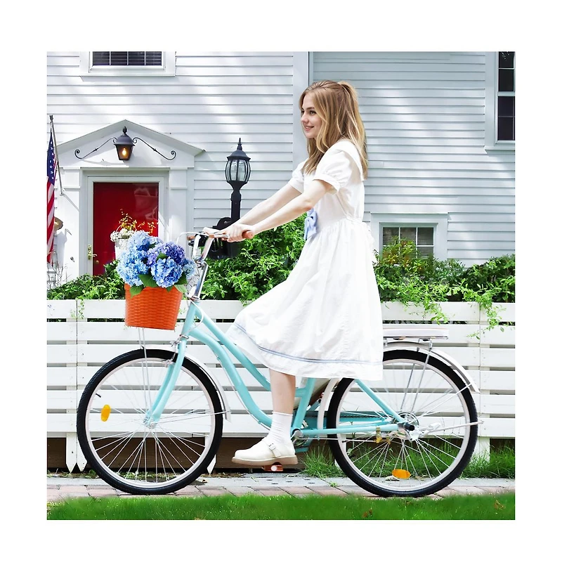 Artudatech 26-Inch Cruiser Bike for Family Rides, Low Step Frame with Passenger Seat & Footrests