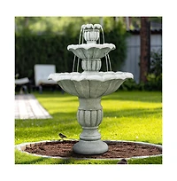 SunJet 39.3”H 3-Tier Outdoor Floor Water Fountain – Concrete Cascading Fountain with Pump for Garden, Patio, Yard & Home Decor