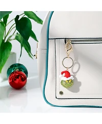 Dr. Seuss The Grinch Crystal Keychain with Santa Hat, Gold-Tone