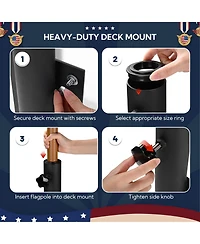 Yescom 25' Heavy Duty Flag Pole Kit with Solar Light & Deck Mount Bravery Mega 13 Gauge Aluminum Sectional Flagpole for Outdoor Patio Dock Side Silver