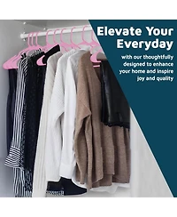 Lifemaster Heavy-duty pink plastic hangers with non-slip grooves, space-saving design, hold up to 5 lbs—ideal for clothes, dresses & coats