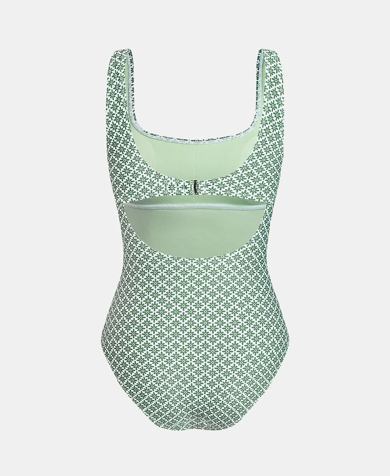 Cupshe Women's Square-Neck Cutout One-Piece Swimsuit with Wide Straps