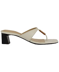Guess Womens Yaiza Leather Thong Block Heel City Sandals