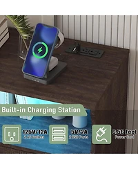 gaomon 8-Drawer Wood Dresser with Charging Station & Led Lights, Modern Storage Chest for Bedroom, Living Room, Hallway