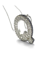 Suzy Levian New York Sterling Silver Sapphire 3-d Letter "Q" Initial Pendant