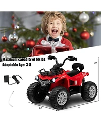 Sugift 12V Kids Ride On Atv 4 Wheeler with MP3 and Headlights-Red