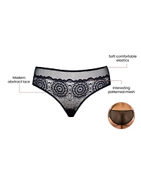 Parfait Women's Luxlacy Pretty Lace And Mesh Hipster Panty With Extended Black