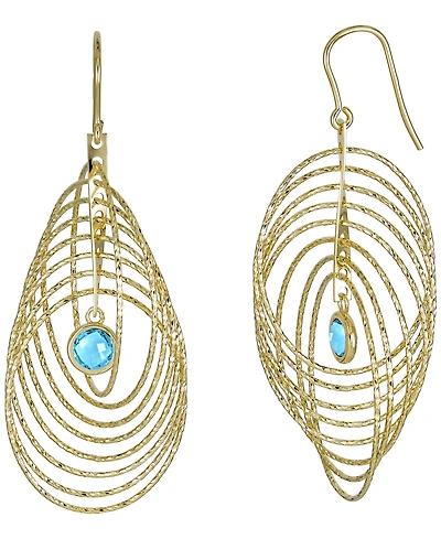 Macy's Sky Blue Topaz (2 ct. t.w.) Bezel Spiral Drop Earrings 14k Gold-Plated Sterling Silver (Also Available Citrine)