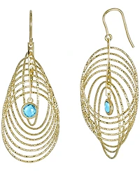 Macy's Sky Blue Topaz (2 ct. t.w.) Bezel Spiral Drop Earrings 14k Gold-Plated Sterling Silver (Also Available Citrine)