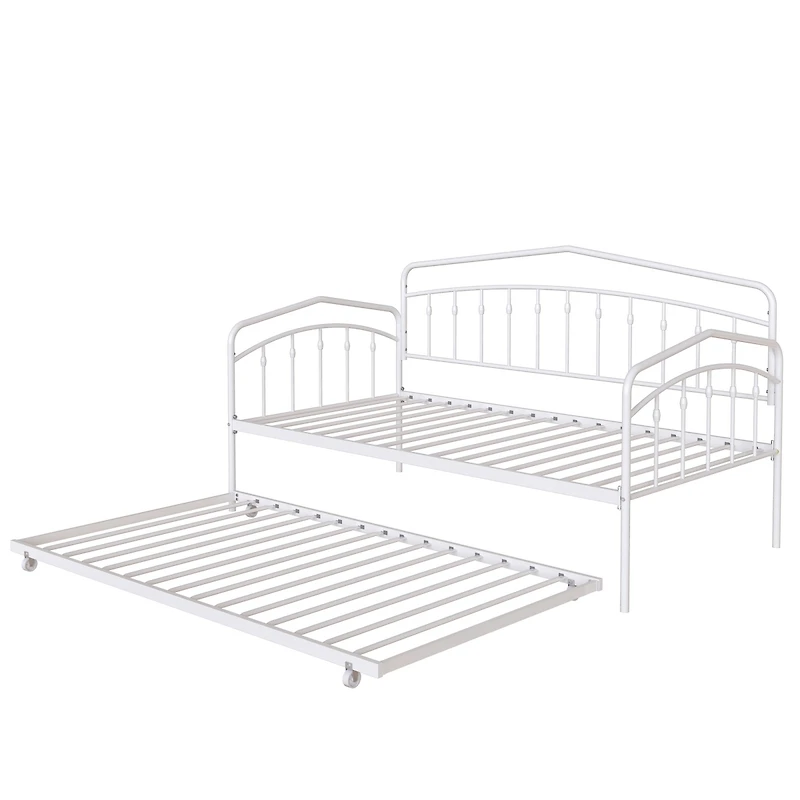 Simplie Fun Fox Twin Daybed with Twin Trundle, White