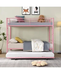 Boyel Living Twin Over Twin Metal Bunk Bed with Safe Stairs