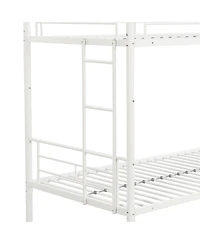 Metal Bunk Bed with Trundle White Twin, No Box Spring Needed, Easy Assemble