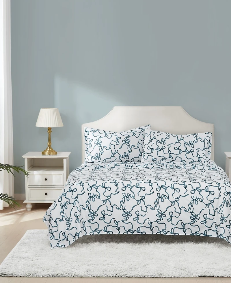 Truly Soft Printed Bow 3-Pc. Sheet Set