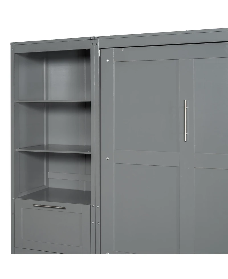 Streamdale Furniture Murphy Bed Wall Bed with Closet, Drawers and Shelves
