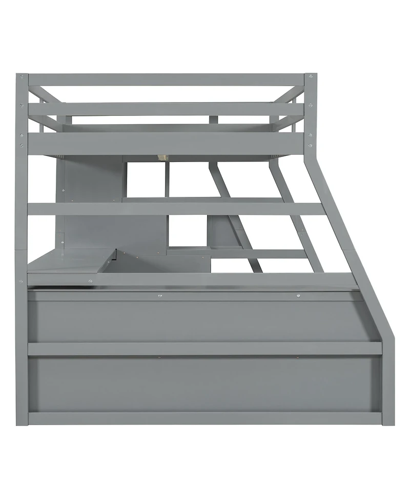 Streamdale Furniture Full Loft Bed with 7 Drawers 2 Shelves and Desk