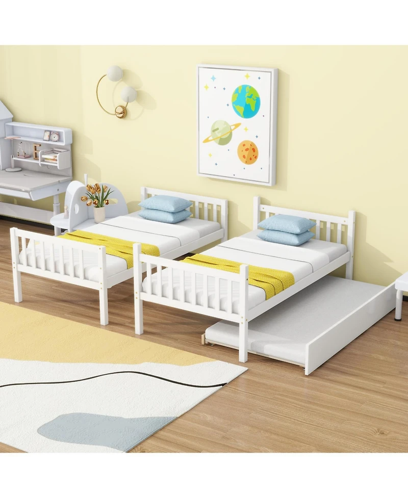 Streamdale Furniture Twin Bunk Bed with Trundle (Convertible into 2 Twins