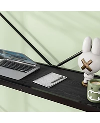 Streamdale Furniture Twin Loft Bed with Desk, Power Outlet, Led Lights