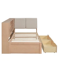 Streamdale Furniture Wooden L-Shaped Daybed with Storage, Bookcase & Usb