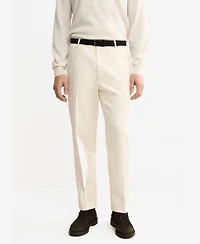 Mango Men's Regular Fit Pleated Cotton Pants