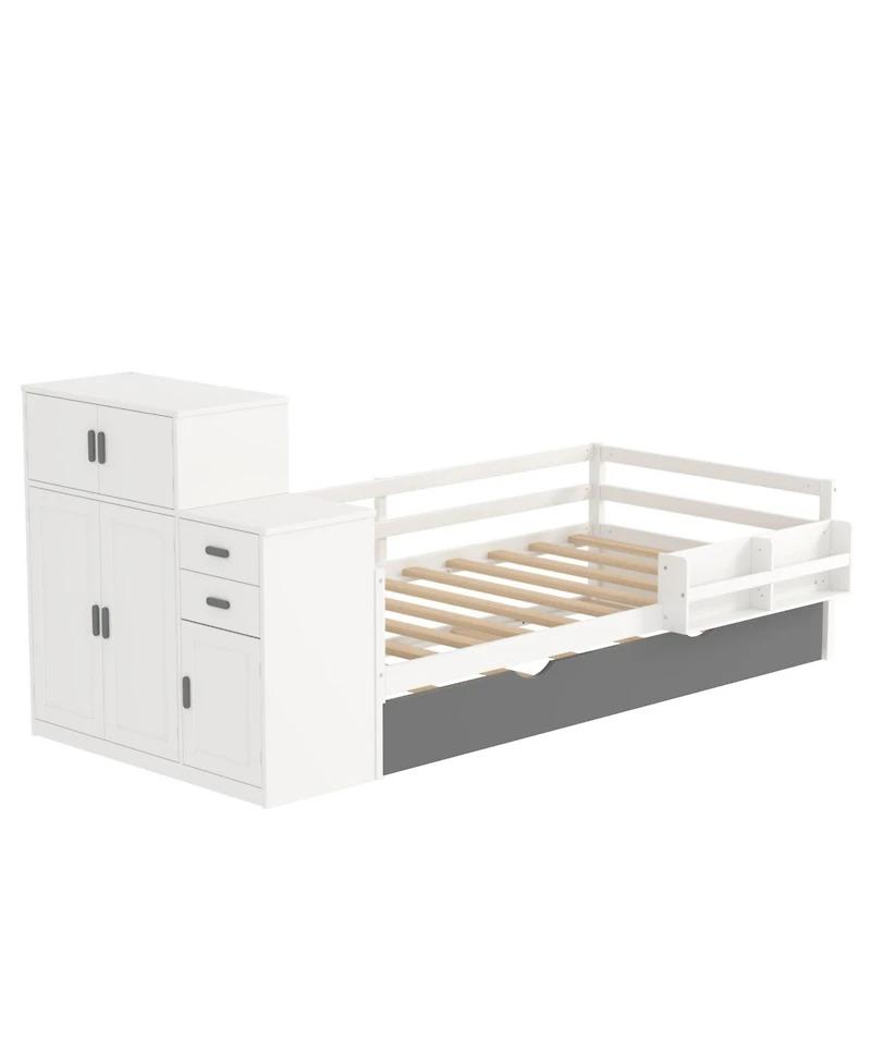 Streamdale Furniture Streamdale Twin Platform Bed with Bookshelf & Trundle