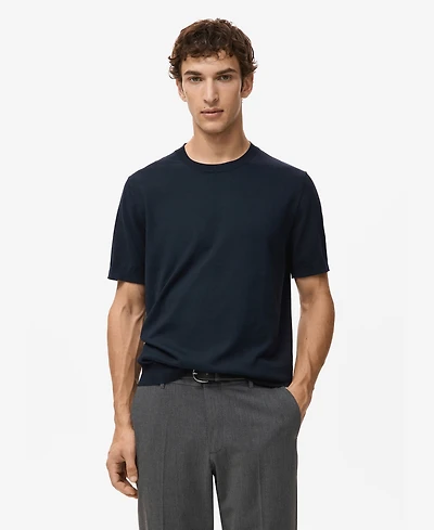 Mango Men's Cotton Fine-Knit T-Shirt