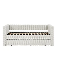 Streamdale Furniture Twin Daybed Sofa Bed Pull-Out, Plaid Corduroy