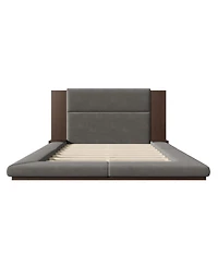 Streamdale Furniture Upholstered Platform Bed with Extended Headboard & Shelf