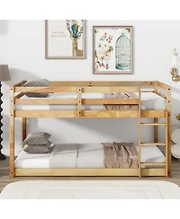 Streamdale Furniture Twin over Twin Solid Wood Loft Bed with Ladder