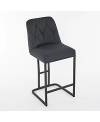 Streamdale Furniture Grey Button-Tufted Bar Stool Set (2