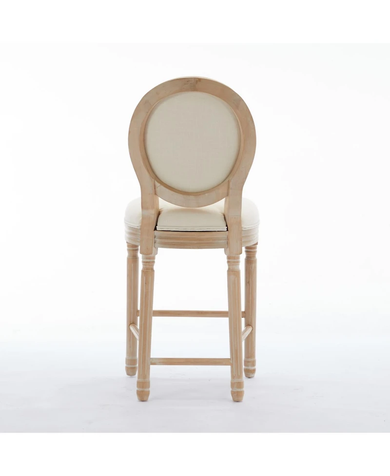 Streamdale Furniture Solid Wood Bar stools Set of 2, Classic French Country Wooden Barstools with Upholstered Seating