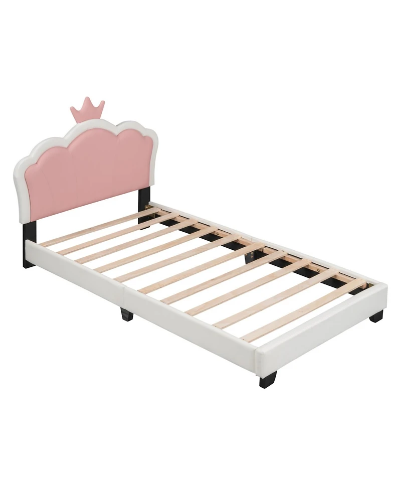 Streamdale Furniture Streamdale Twin size Upholstered Princess Bed With Crown Headboard,Twin Size Platform Bed with Headboard