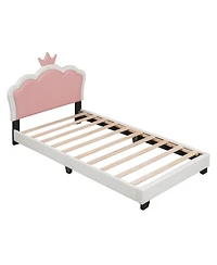 Streamdale Furniture Streamdale Twin size Upholstered Princess Bed With Crown Headboard,Twin Size Platform Bed with Headboard