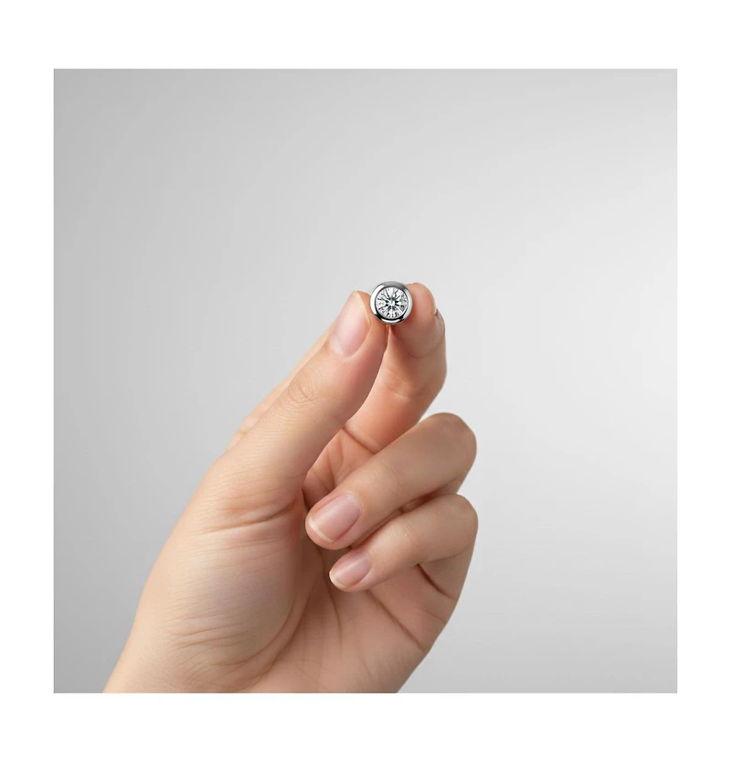 Sterling Silver with 1ctw Round Lab Created Moissanite Modern Bezel Stud Earrings