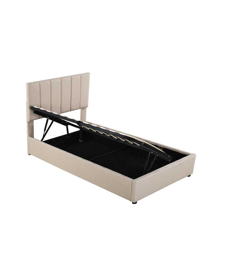 Streamdale Furniture Twin Upholstered Platform Bed with a Hydraulic Storage System
