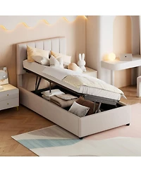 Streamdale Furniture Twin Upholstered Platform Bed with a Hydraulic Storage System