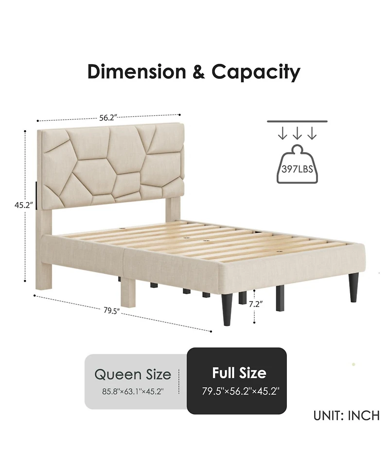 Streamdale Furniture + Full-Size + Wood/Metal (if applicable) + Storage Headboard, No-Noise Platform, Sturdy Slats, Box Spring Unnecessary + Bed Frame