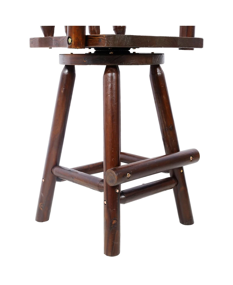 Streamdale Furniture Rustic Fir Wood Bar Stool with Footrest and Wide Armrests
