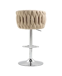 Streamdale Furniture 360 Fabric Swivel Counter Stools (Set of 2), Adjustable Height, Woven Back