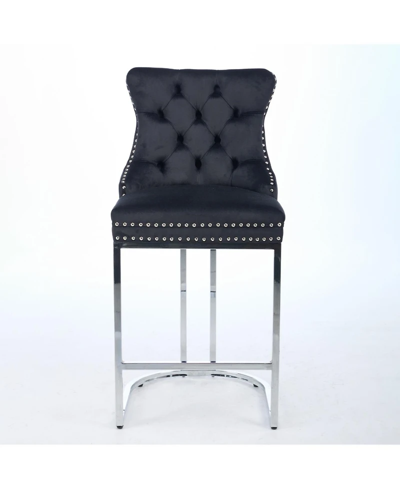 Streamdale Furniture Modern Velvet Counter Height Barstools (Black, Set of 2