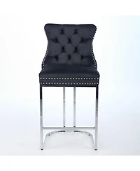 Streamdale Furniture Modern Velvet Counter Height Barstools (Black, Set of 2