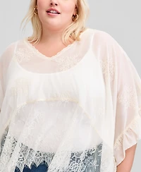 And Now This Trendy Plus Embroidered Lace Cape, Macy's Exclusive