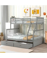 Streamdale Furniture + Twin Over Full + Wood + Storage + Bunk Bed